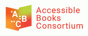 Accessible Books Consortium logo in the form of an open book